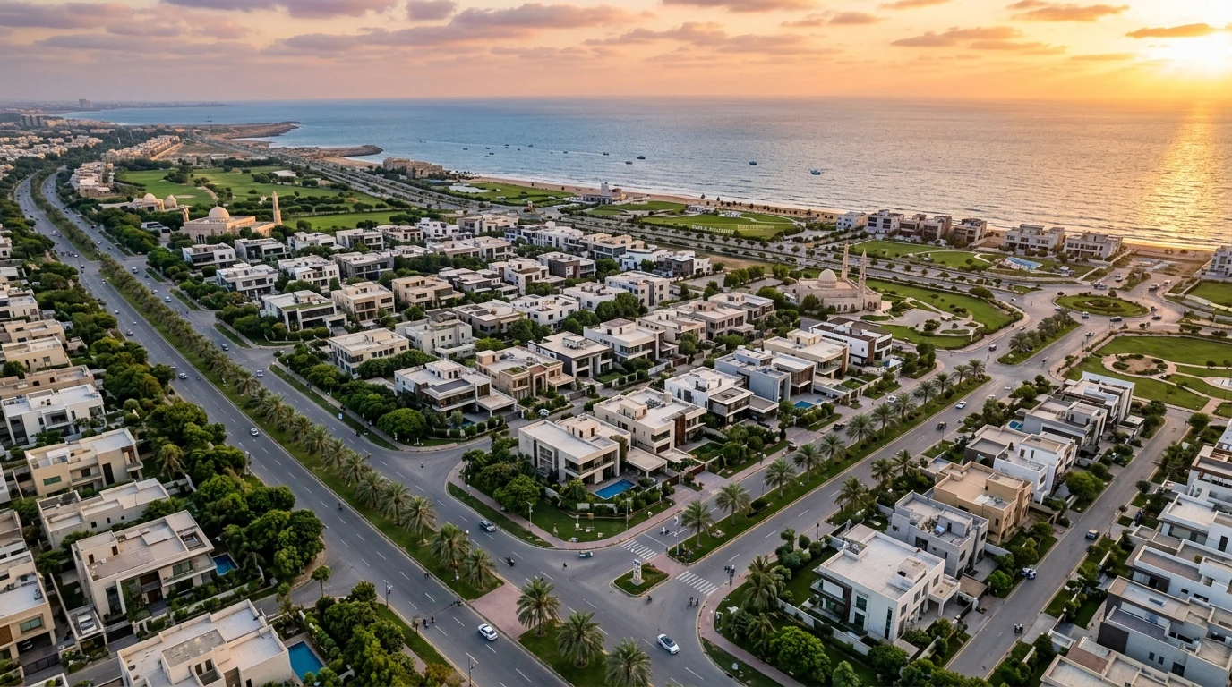 Aerial view of DHA Phase 8 Karachi